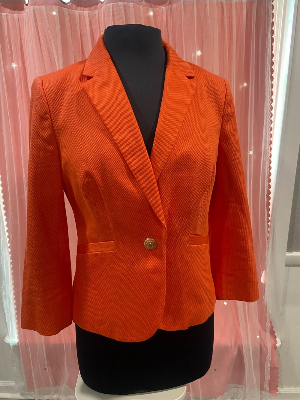 The Limited Bright Orange Single-Button Tailored Blazer size M